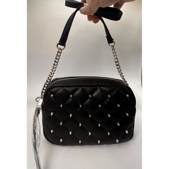 REBECCA MINKOFF Small Diamond Quilt Studded Top Zip Crossbody‎ Bag Purse NEW - Picture 7 of 13